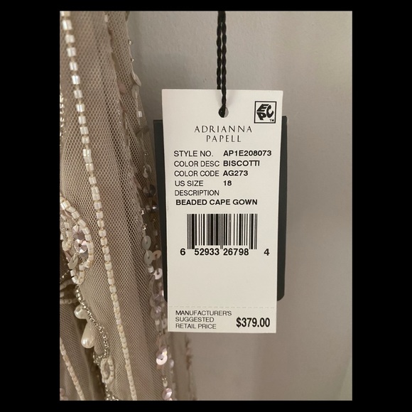 Adriana Papell Beaded Cape Gown - Picture 5 of 5